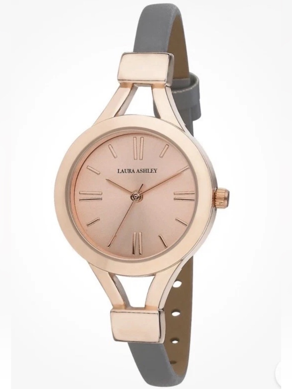 Laura Ashley Rose Gold Watch Thin Strap Women Stainless NWT Original Box & Paper